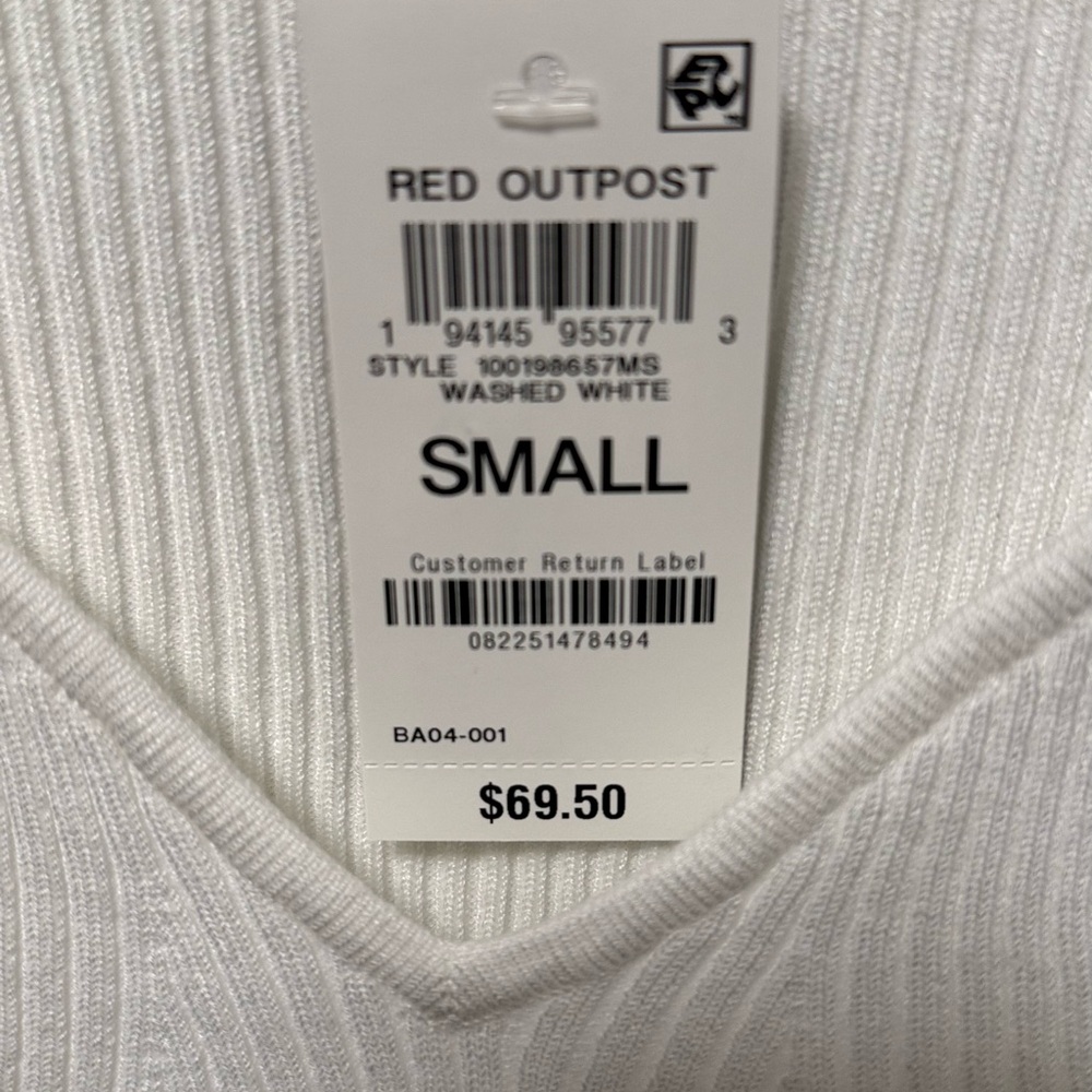 INC International Concepts White Fitted Ribbed Top - Picture 4 of 8